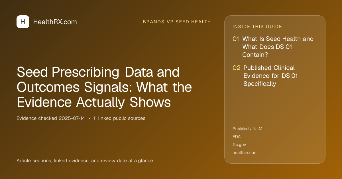 Evidence overview for brands v2 seed health: Seed Prescribing Data and Outcomes Signals: What the Evidence Actually Shows