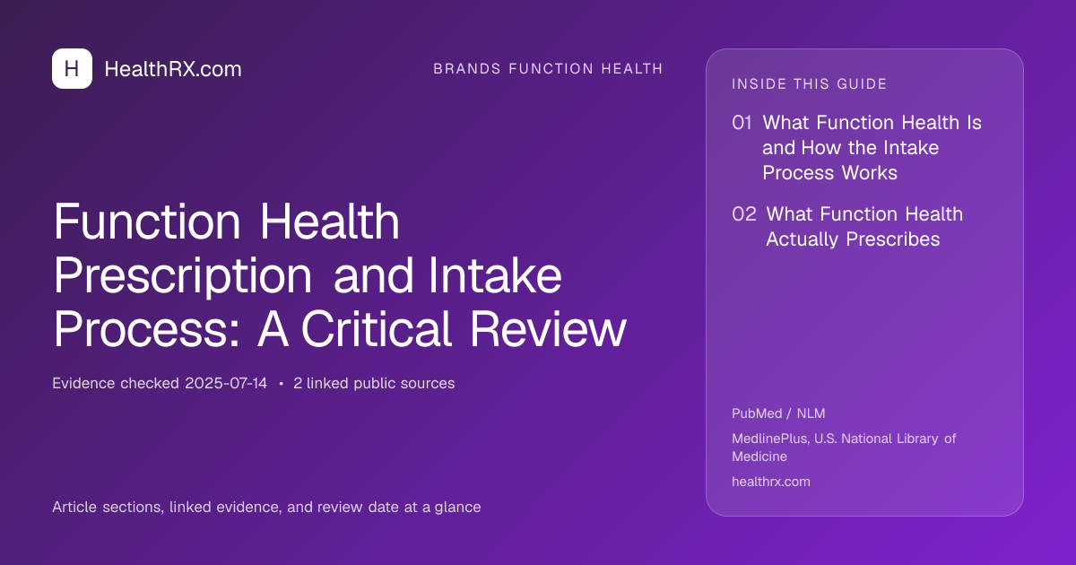 Evidence overview for Function Health Prescription and Intake Process: A Critical Review