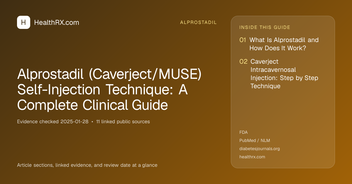 Evidence overview for alprostadil: Alprostadil (Caverject/MUSE) Self-Injection Technique: A Complete Clinical Guide