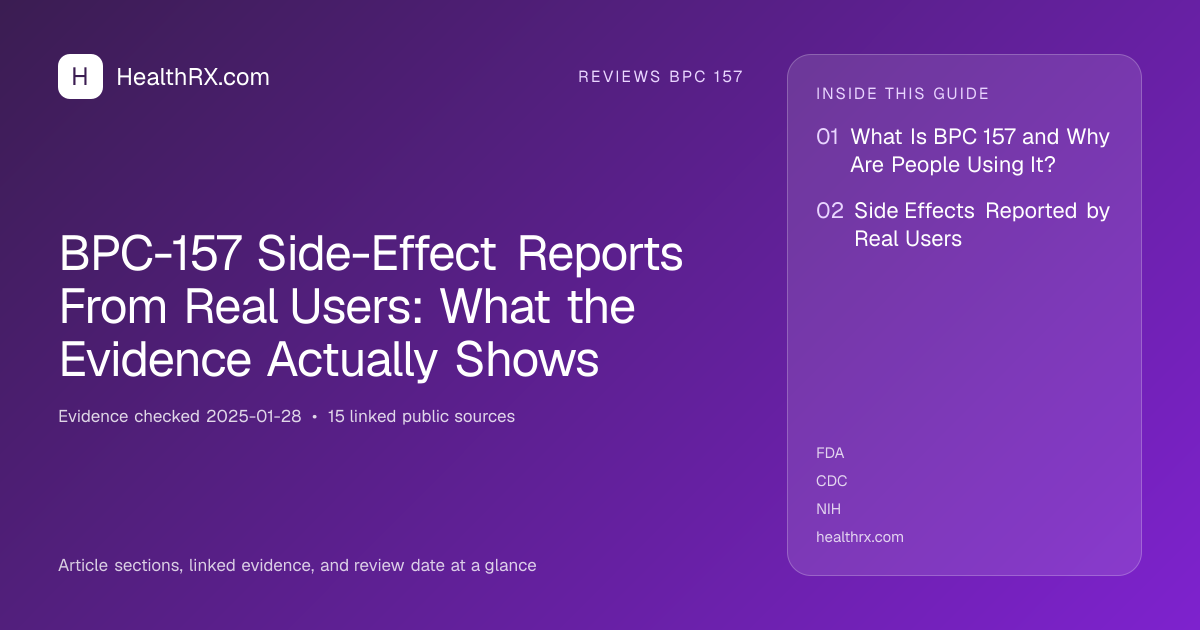 Evidence overview for BPC-157 Side-Effect Reports From Real Users: What the Evidence Actually Shows