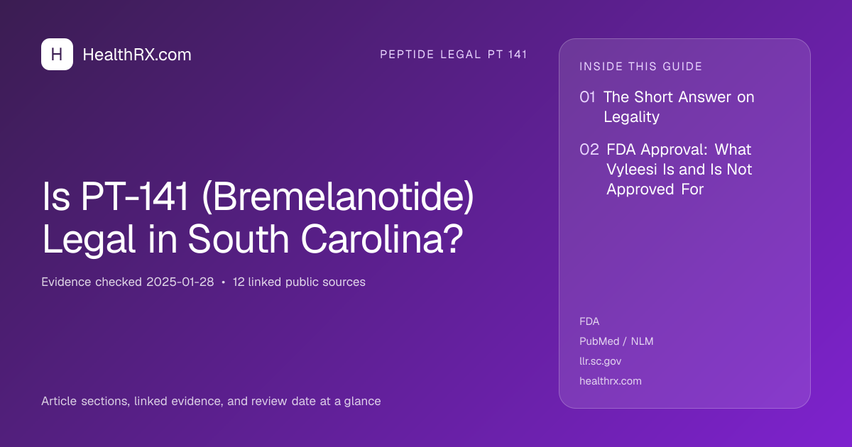 Evidence overview for Is PT-141 (Bremelanotide) Legal in South Carolina?