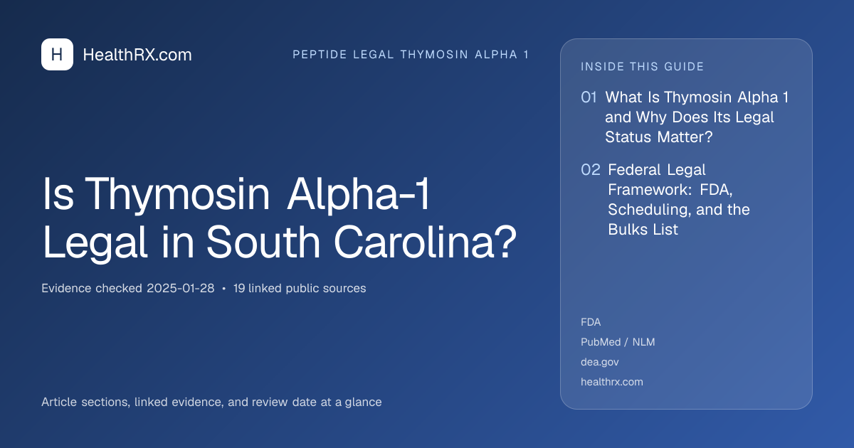 Evidence overview for Is Thymosin Alpha-1 Legal in South Carolina?