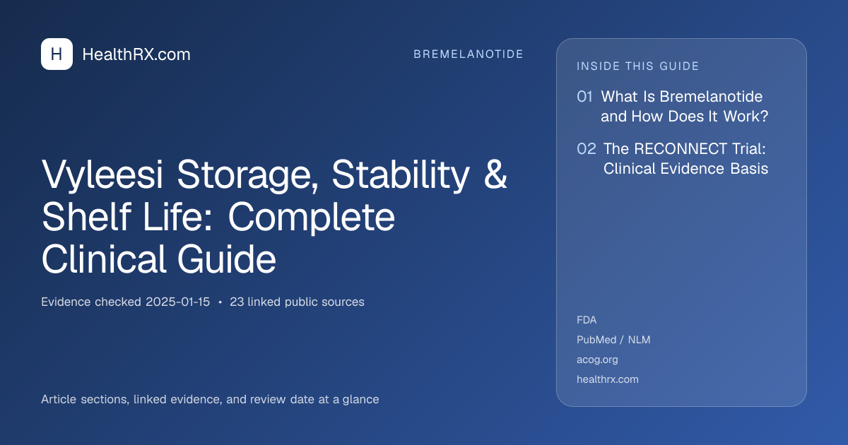 Evidence overview for bremelanotide: Vyleesi Storage, Stability & Shelf Life: Complete Clinical Guide