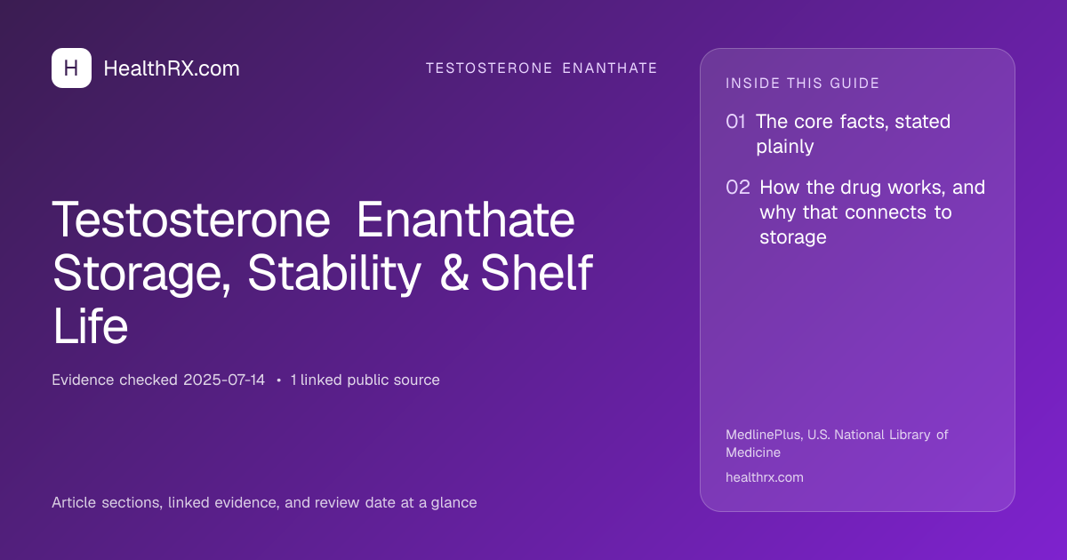 Evidence overview for Testosterone Enanthate Storage, Stability & Shelf Life