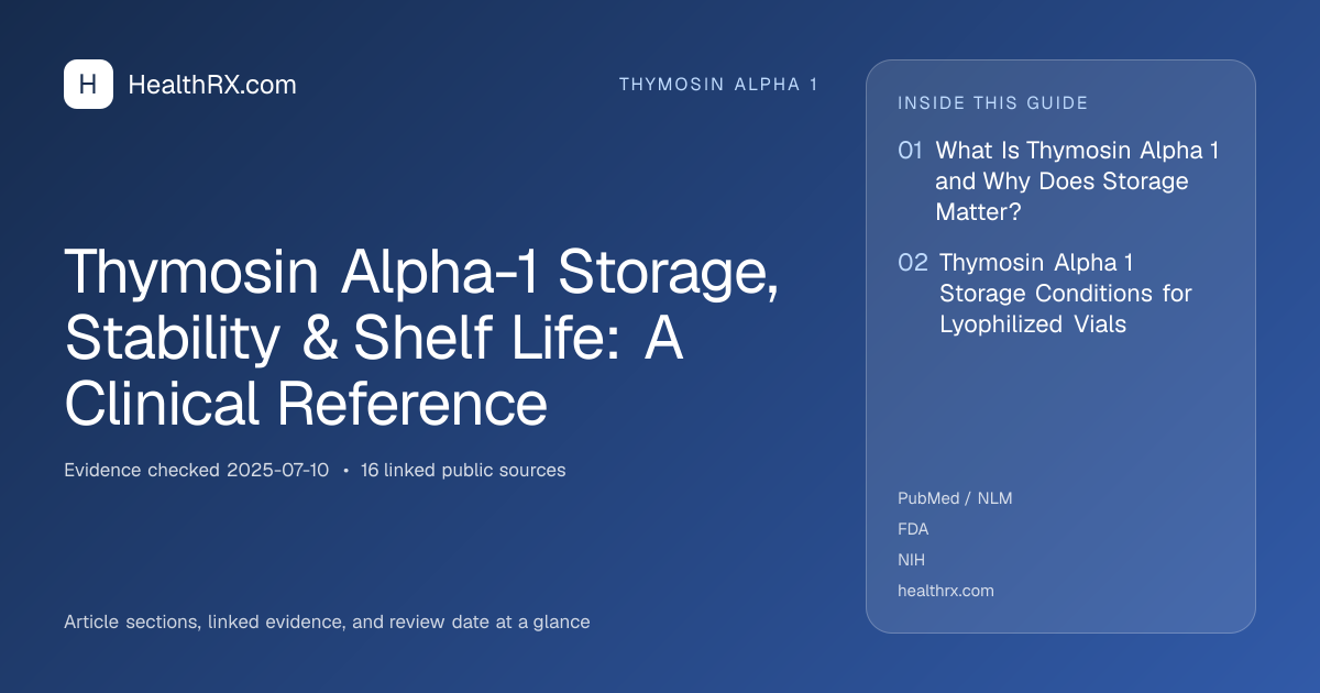 Evidence overview for Thymosin Alpha-1 Storage, Stability & Shelf Life: A Clinical Reference