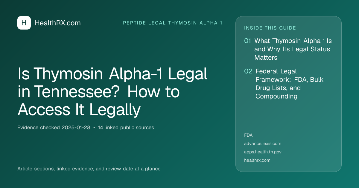 Evidence overview for Is Thymosin Alpha-1 Legal in Tennessee? How to Access It Legally