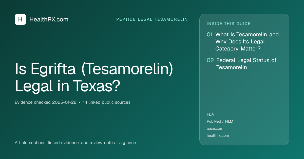 Evidence overview for Is Egrifta (Tesamorelin) Legal in Texas?