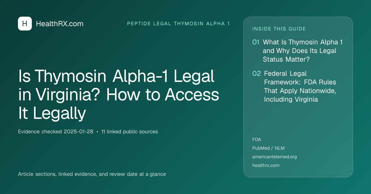 Evidence overview for Is Thymosin Alpha-1 Legal in Virginia? How to Access It Legally