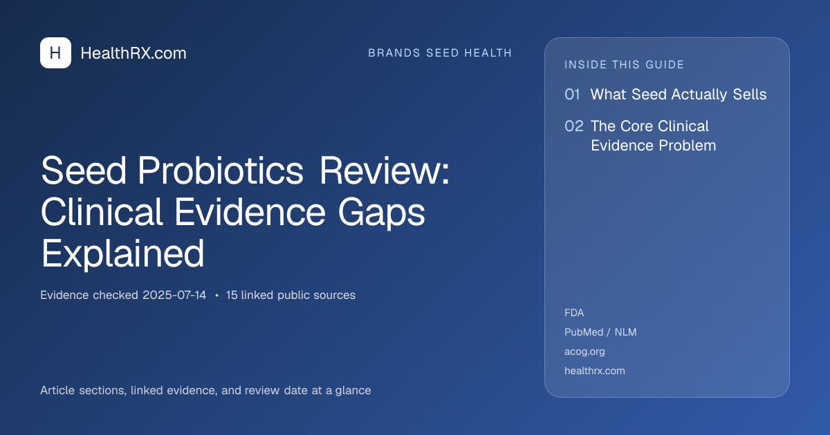Evidence overview for brands seed health: Seed Probiotics Review: Clinical Evidence Gaps Explained