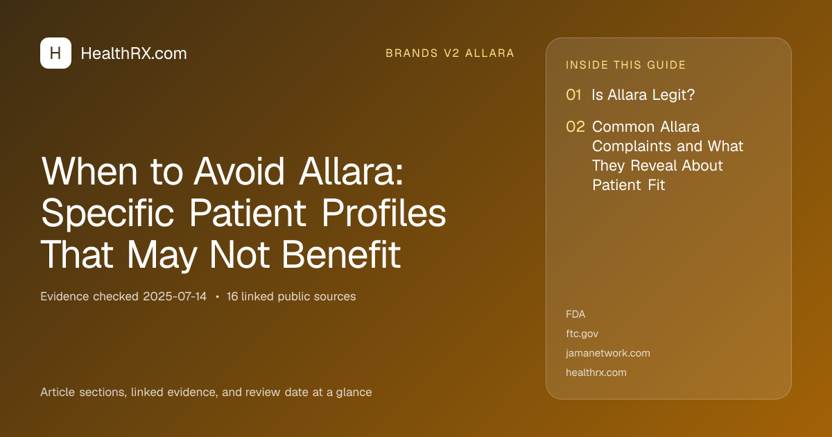 Evidence overview for When to Avoid Allara: Specific Patient Profiles That May Not Benefit