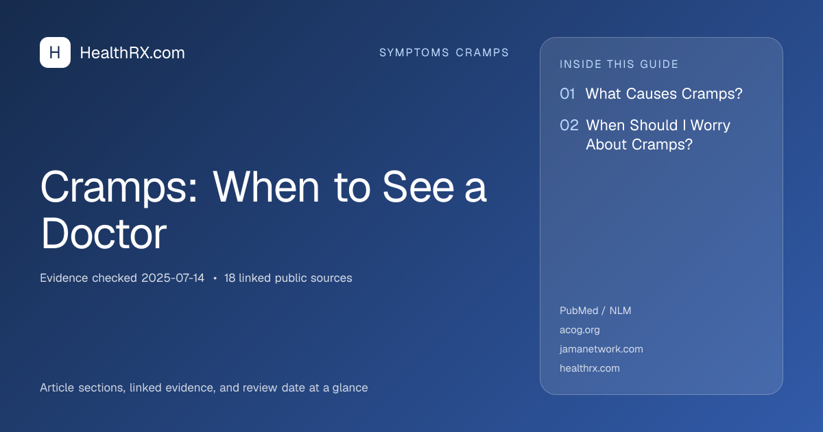Evidence overview for symptoms cramps: Cramps: When to See a Doctor