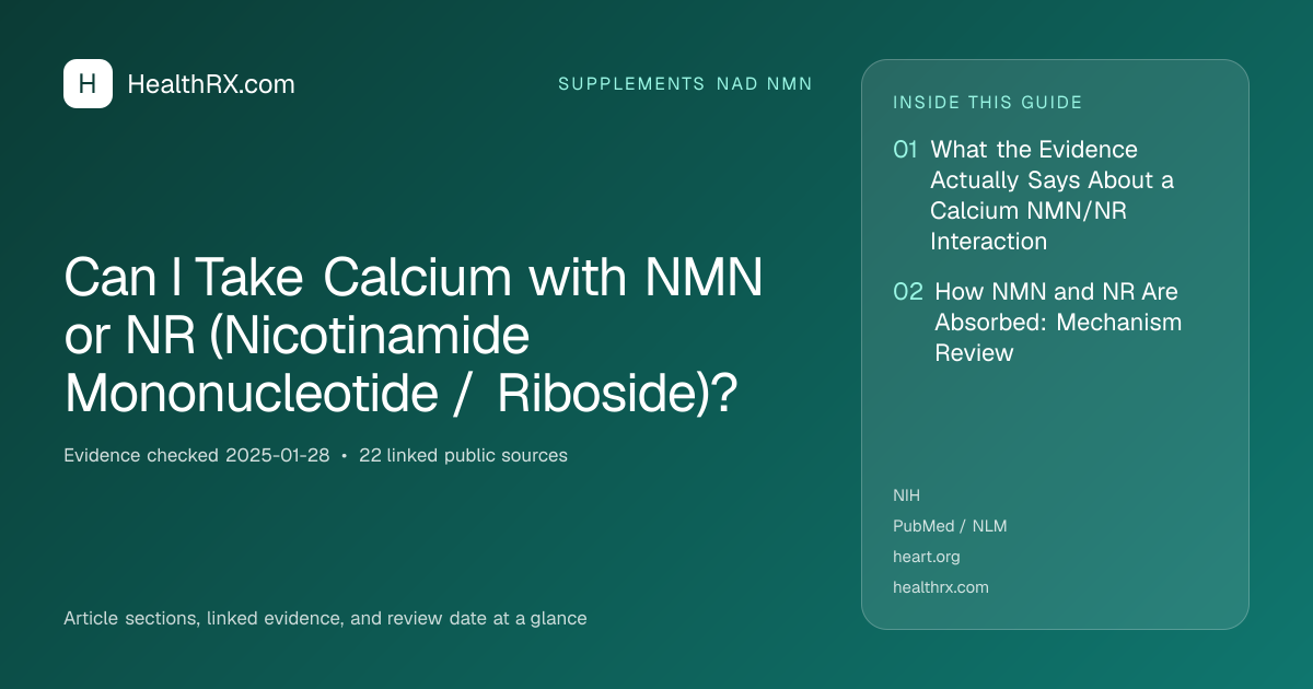 Evidence overview for supplements nad nmn: Can I Take Calcium with NMN or NR (Nicotinamide Mononucleotide / Riboside)?