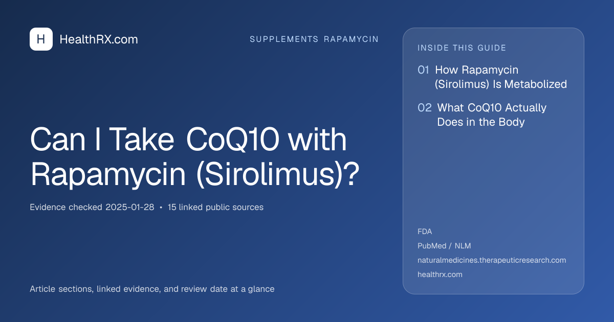 Evidence overview for supplements rapamycin: Can I Take CoQ10 with Rapamycin (Sirolimus)?