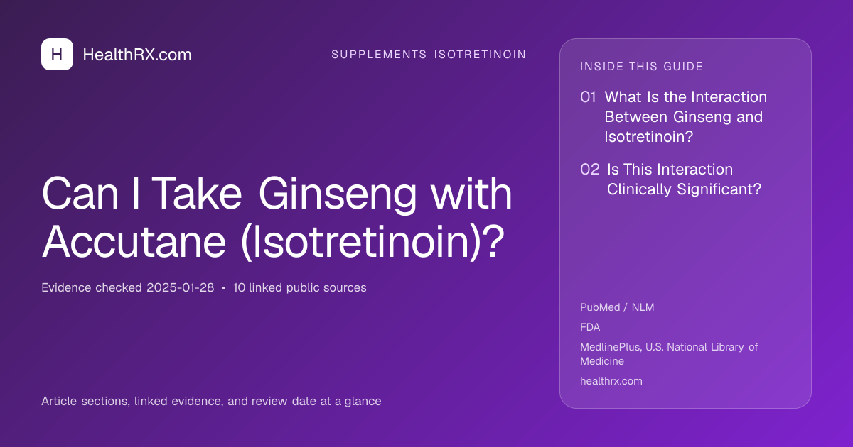 Evidence overview for supplements isotretinoin: Can I Take Ginseng with Accutane (Isotretinoin)?