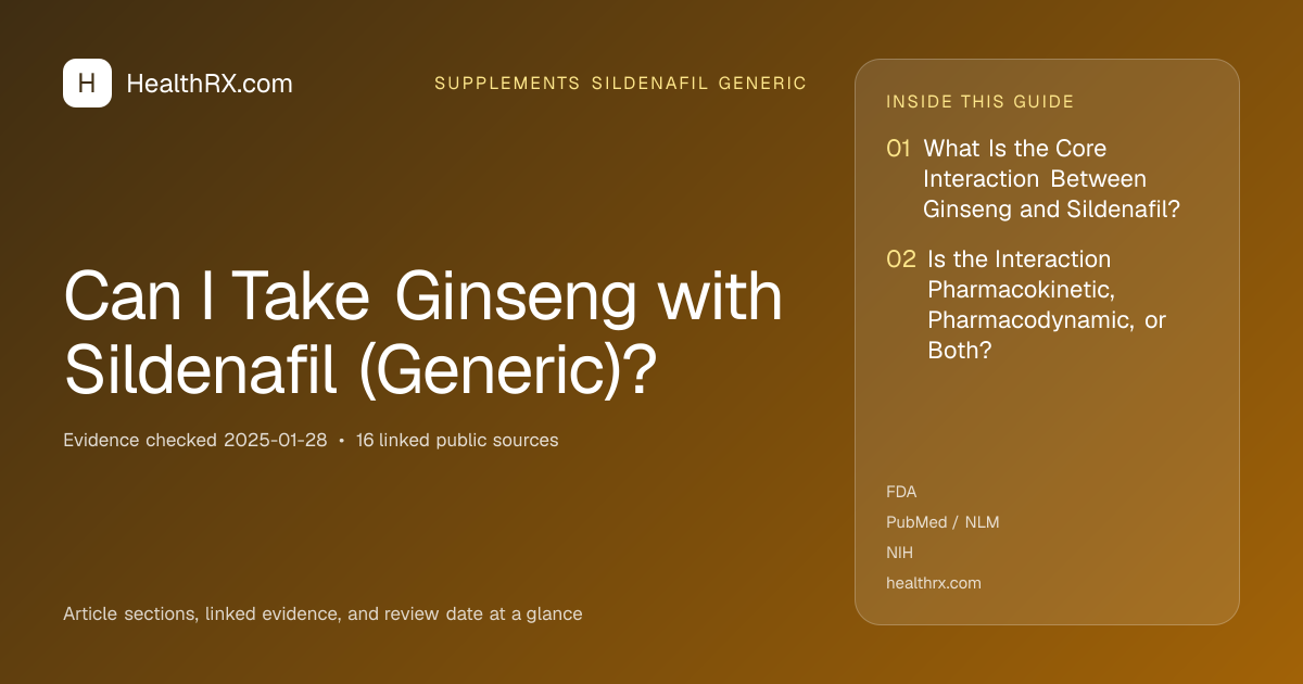 Evidence overview for supplements sildenafil generic: Can I Take Ginseng with Sildenafil (Generic)?