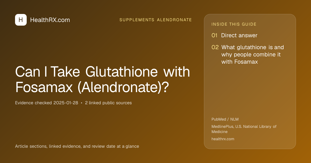 Evidence overview for supplements alendronate: Can I Take Glutathione with Fosamax (Alendronate)?