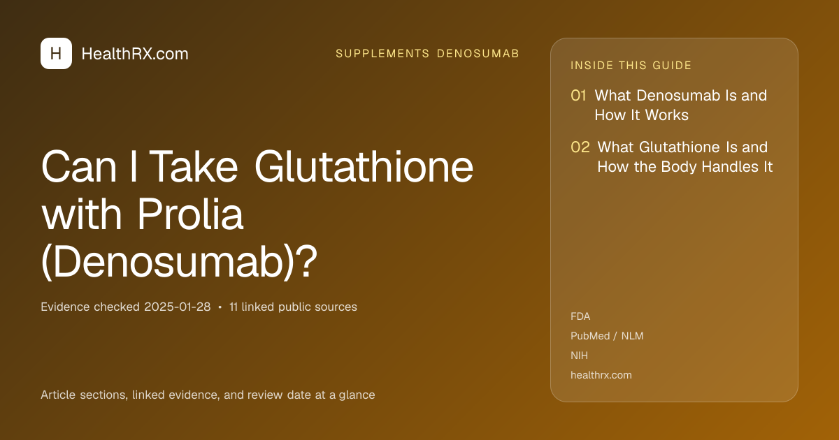 Evidence overview for supplements denosumab: Can I Take Glutathione with Prolia (Denosumab)?