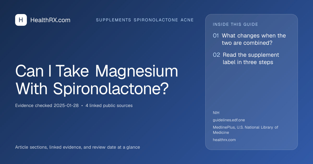 Evidence overview for supplements spironolactone acne: Can I Take Magnesium With Spironolactone?