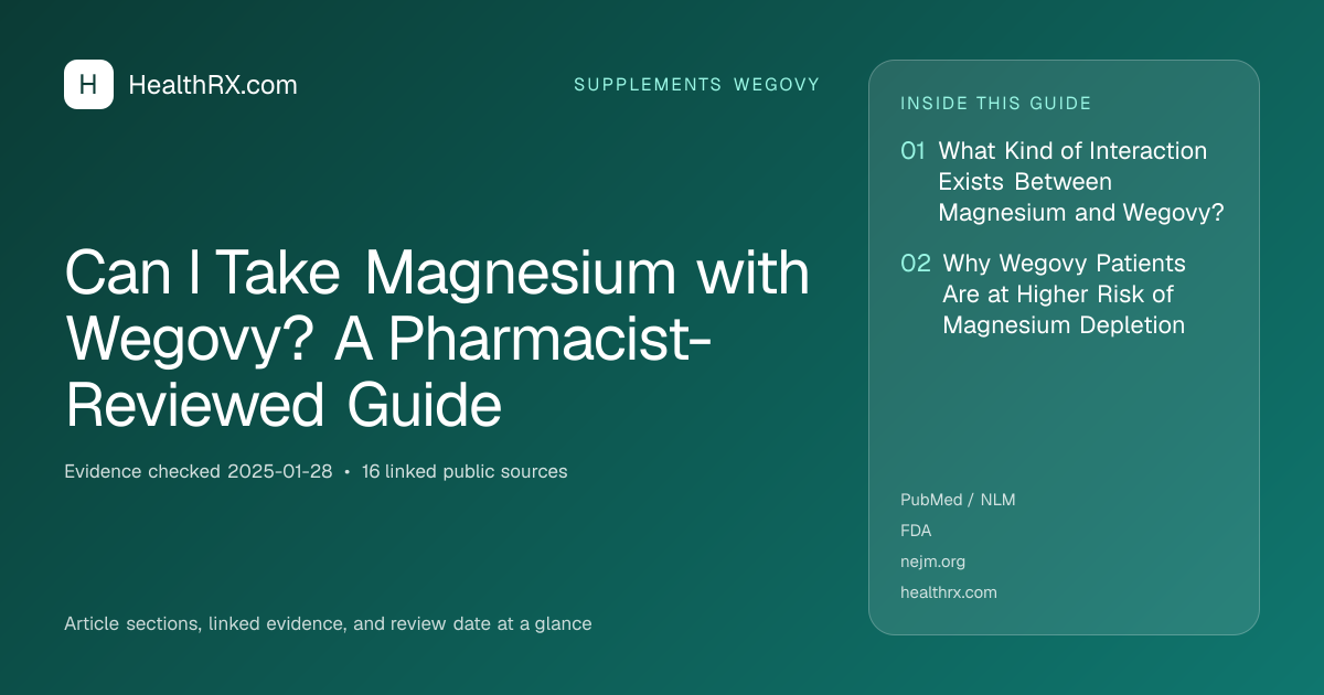 Evidence overview for Can I Take Magnesium with Wegovy? A Pharmacist-Reviewed Guide