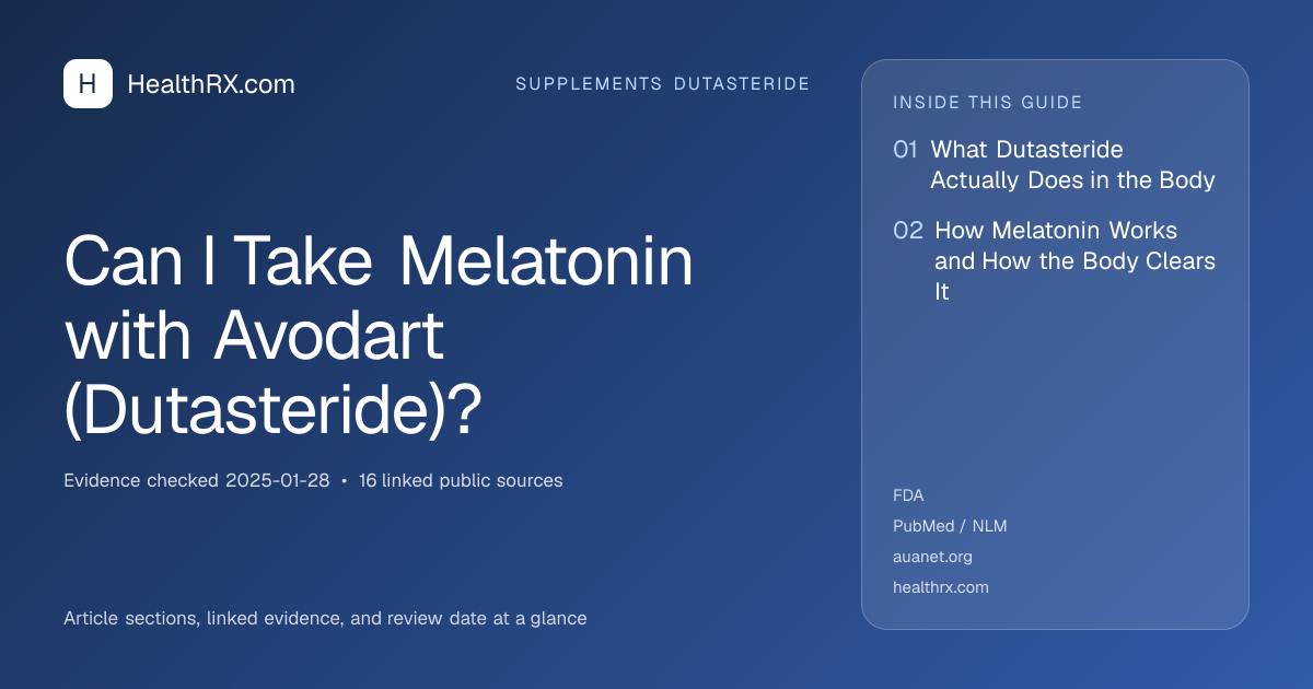 Evidence overview for supplements dutasteride: Can I Take Melatonin with Avodart (Dutasteride)?