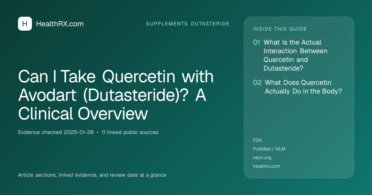 Evidence overview for supplements dutasteride: Can I Take Quercetin with Avodart (Dutasteride)? A Clinical Overview