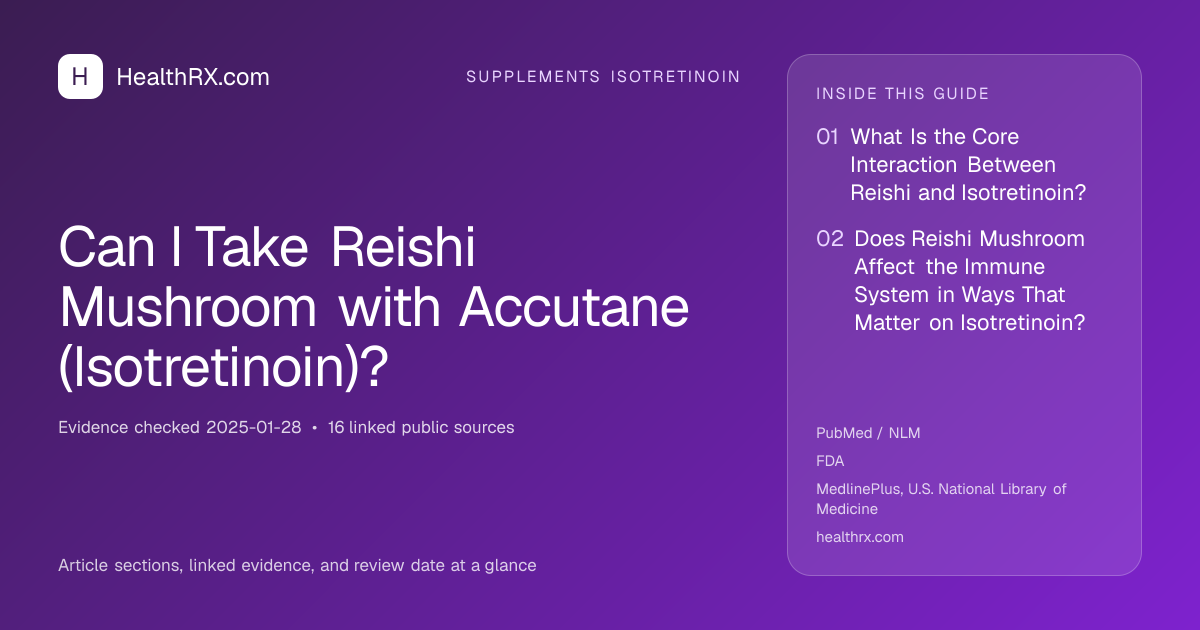 Evidence overview for supplements isotretinoin: Can I Take Reishi Mushroom with Accutane (Isotretinoin)?