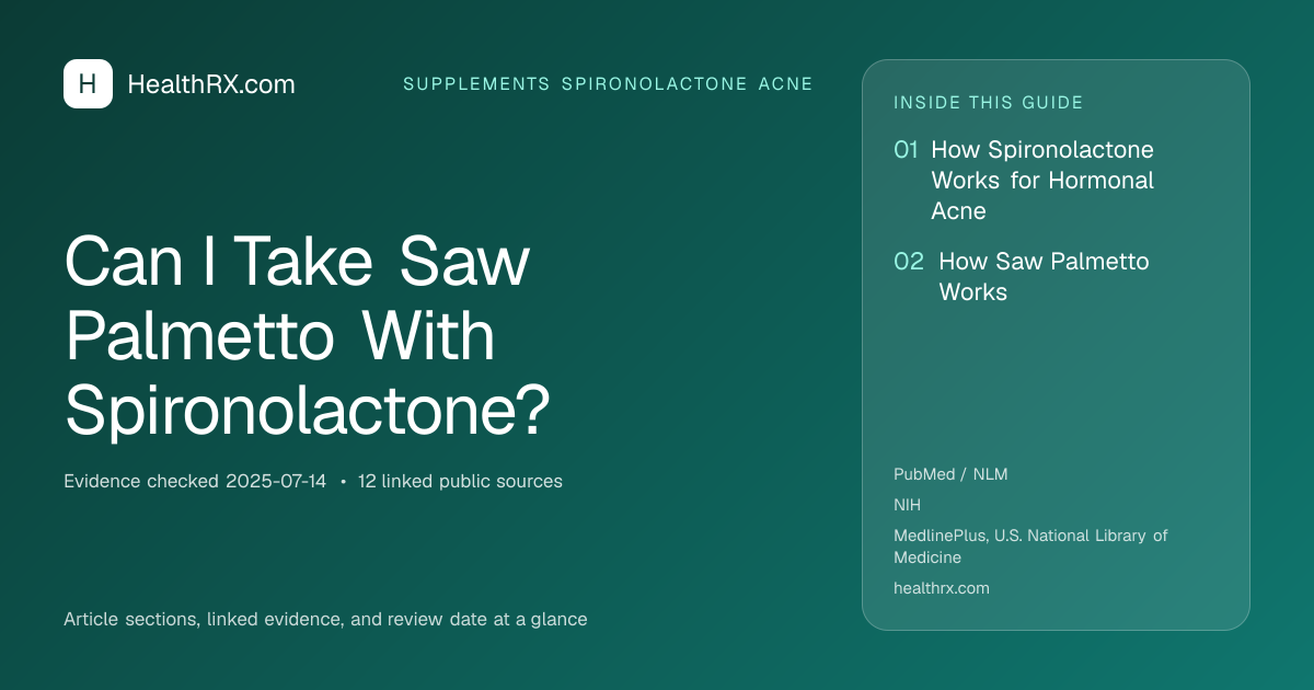 Evidence overview for supplements spironolactone acne: Can I Take Saw Palmetto With Spironolactone?