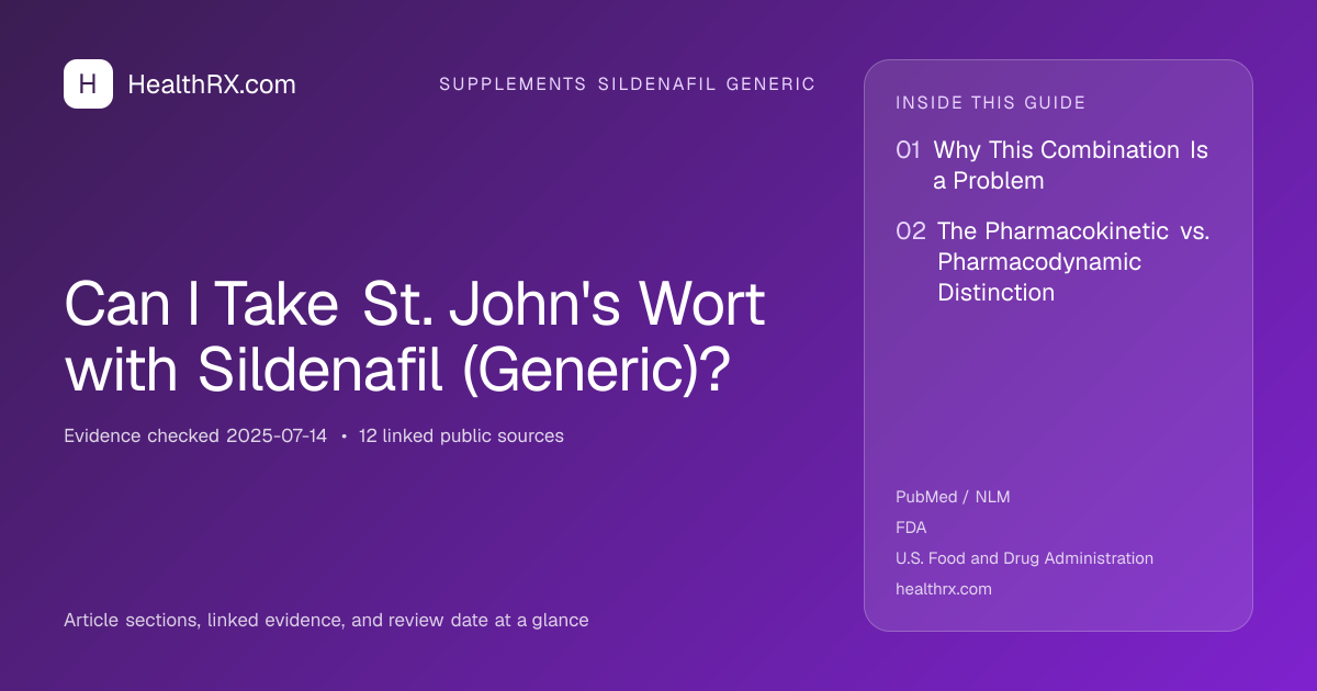 Evidence overview for supplements sildenafil generic: Can I Take St. John's Wort with Sildenafil (Generic)?