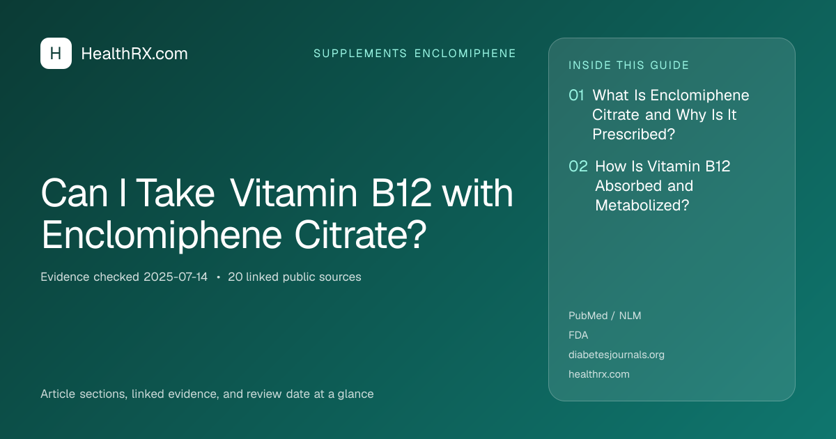 Evidence overview for Can I Take Vitamin B12 with Enclomiphene Citrate?