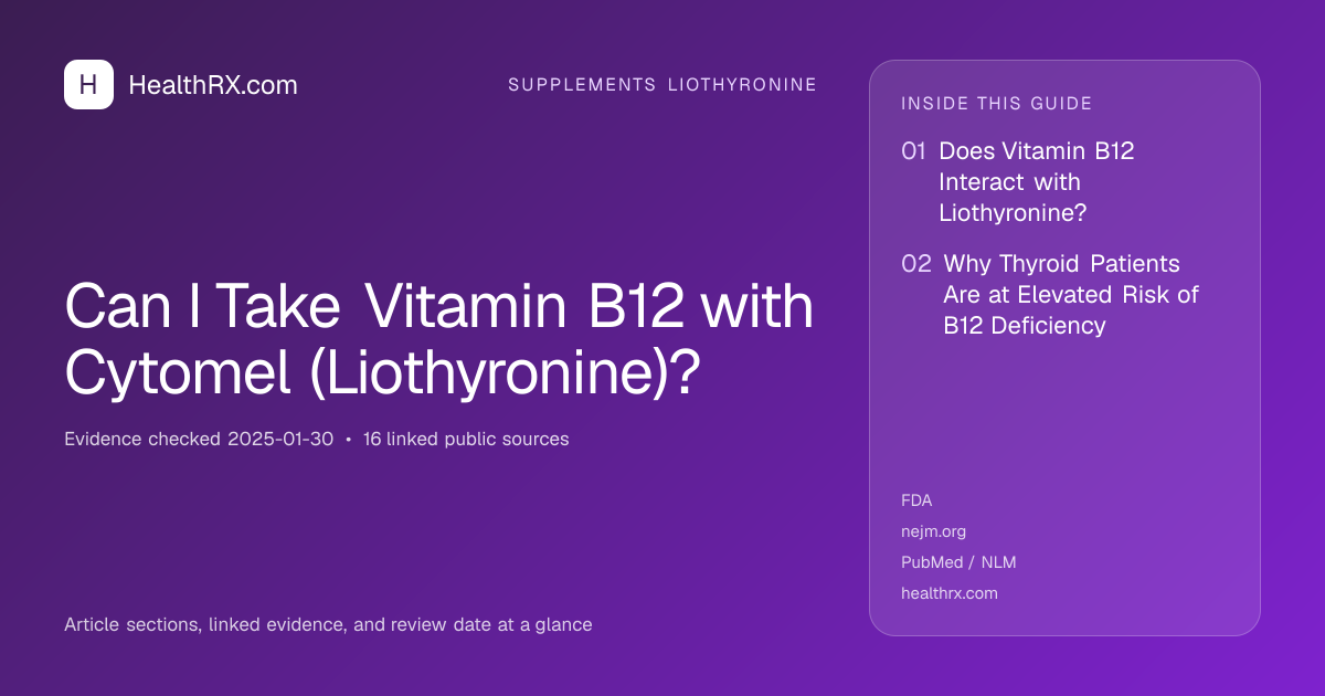 Evidence overview for supplements liothyronine: Can I Take Vitamin B12 with Cytomel (Liothyronine)?