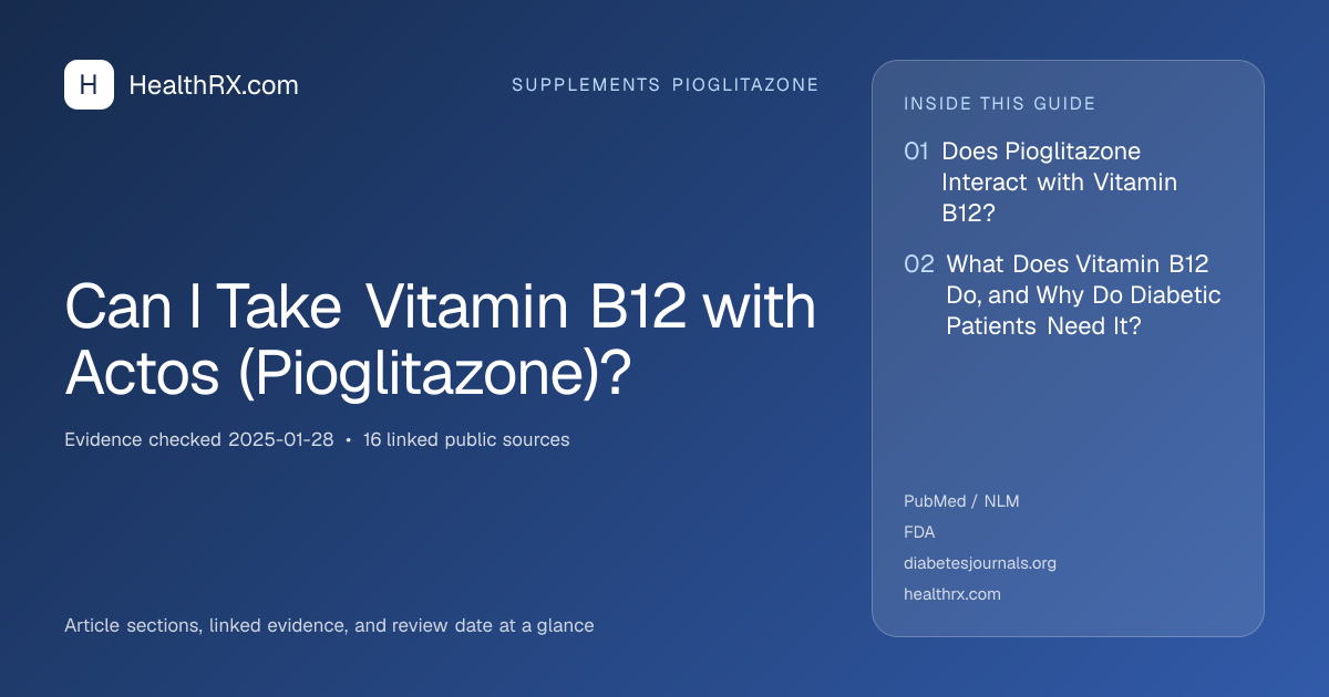 Evidence overview for supplements pioglitazone: Can I Take Vitamin B12 with Actos (Pioglitazone)?