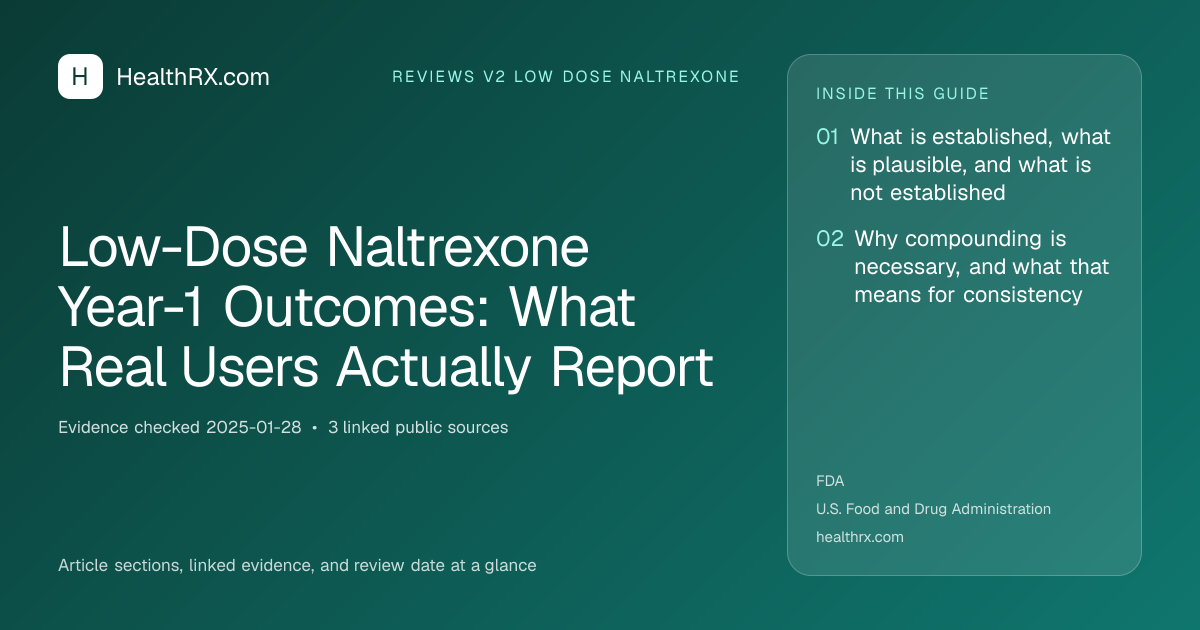 Evidence overview for reviews v2 low dose naltrexone: Low-Dose Naltrexone Year-1 Outcomes: What Real Users Actually Report