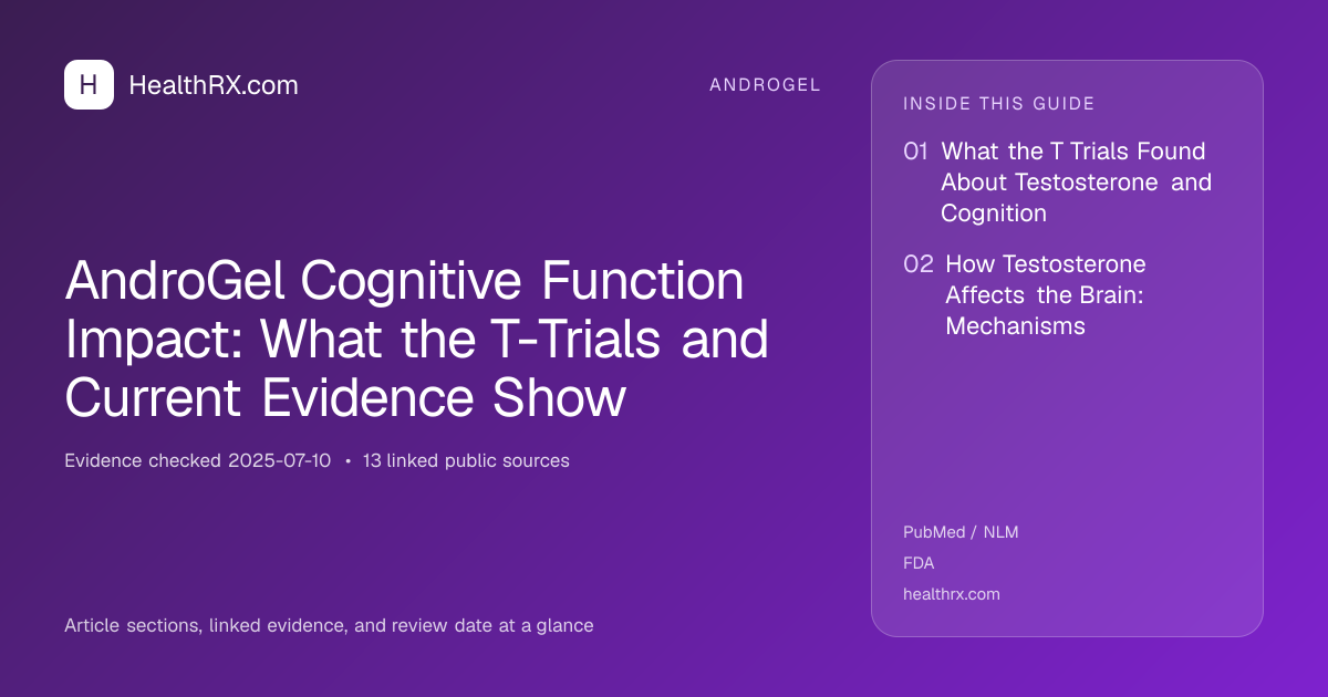 Evidence overview for AndroGel Cognitive Function Impact: What the T-Trials and Current Evidence Show