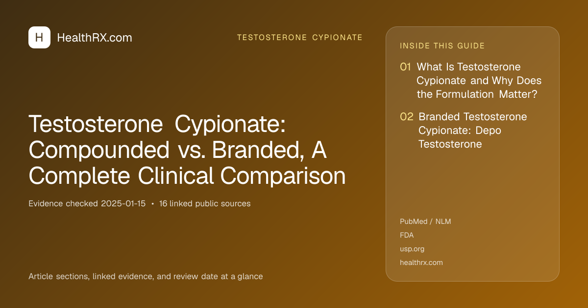 Evidence overview for Testosterone Cypionate: Compounded vs. Branded, A Complete Clinical Comparison