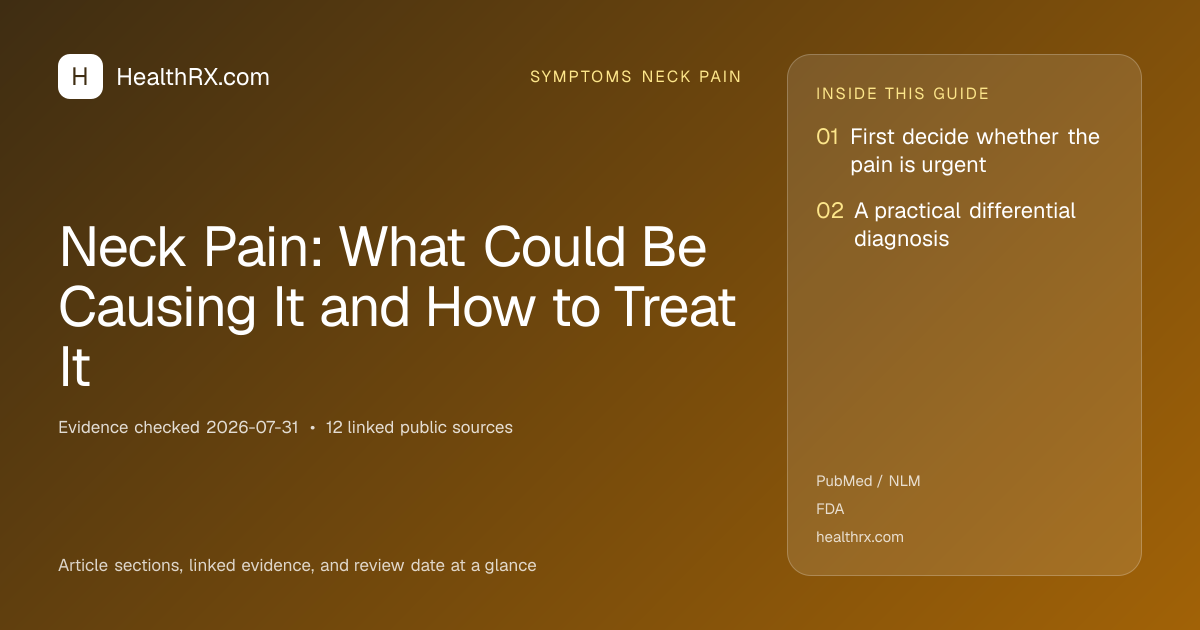Evidence overview for symptoms neck pain: Neck Pain: What Could Be Causing It and How to Treat It