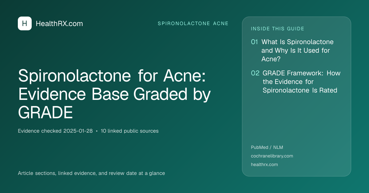 Evidence overview for spironolactone acne: Spironolactone for Acne: Evidence Base Graded by GRADE