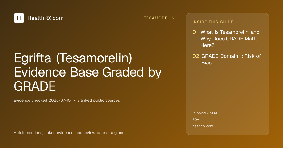 Evidence overview for Egrifta (Tesamorelin) Evidence Base Graded by GRADE
