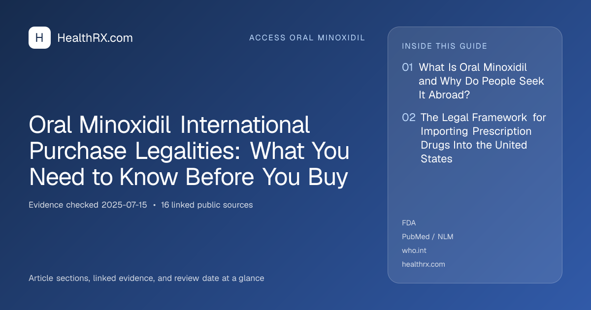 Evidence overview for Oral Minoxidil International Purchase Legalities: What You Need to Know Before You Buy