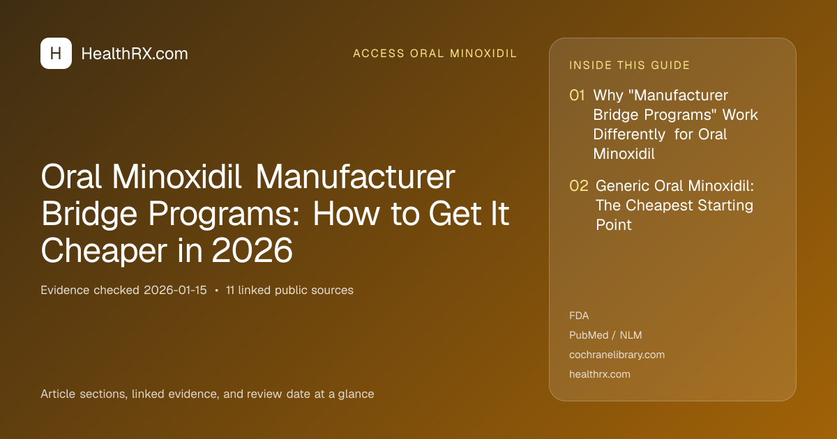 Evidence overview for Oral Minoxidil Manufacturer Bridge Programs: How to Get It Cheaper in 2026
