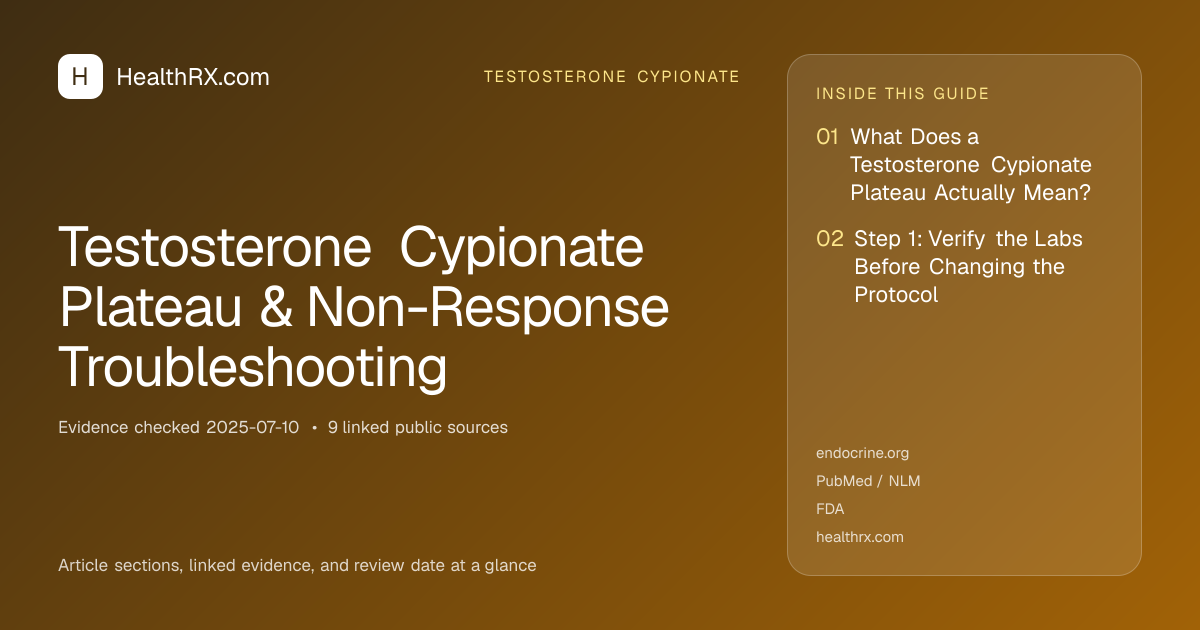 Evidence overview for Testosterone Cypionate Plateau & Non-Response Troubleshooting
