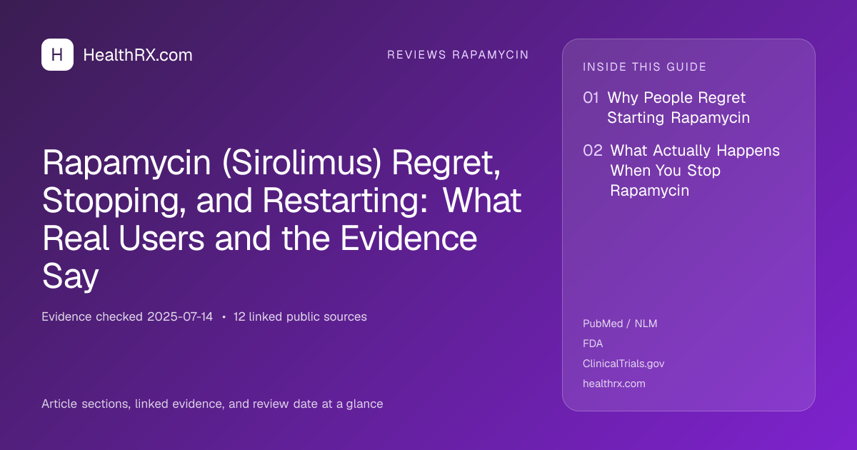 Evidence overview for Rapamycin (Sirolimus) Regret, Stopping, and Restarting: What Real Users and the Evidence Say
