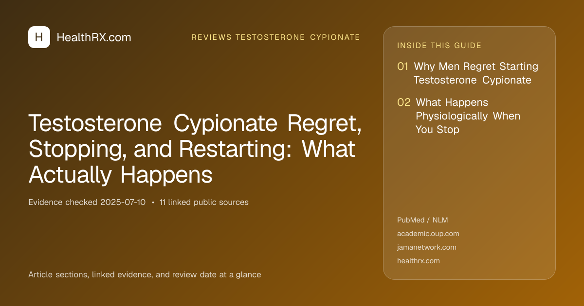 Evidence overview for Testosterone Cypionate Regret, Stopping, and Restarting: What Actually Happens