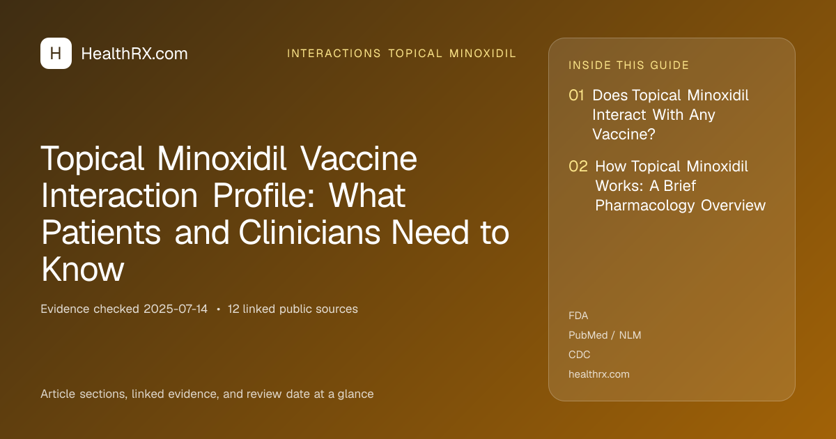 Evidence overview for interactions topical minoxidil: Topical Minoxidil Vaccine Interaction Profile: What Patients and Clinicians Need to Know