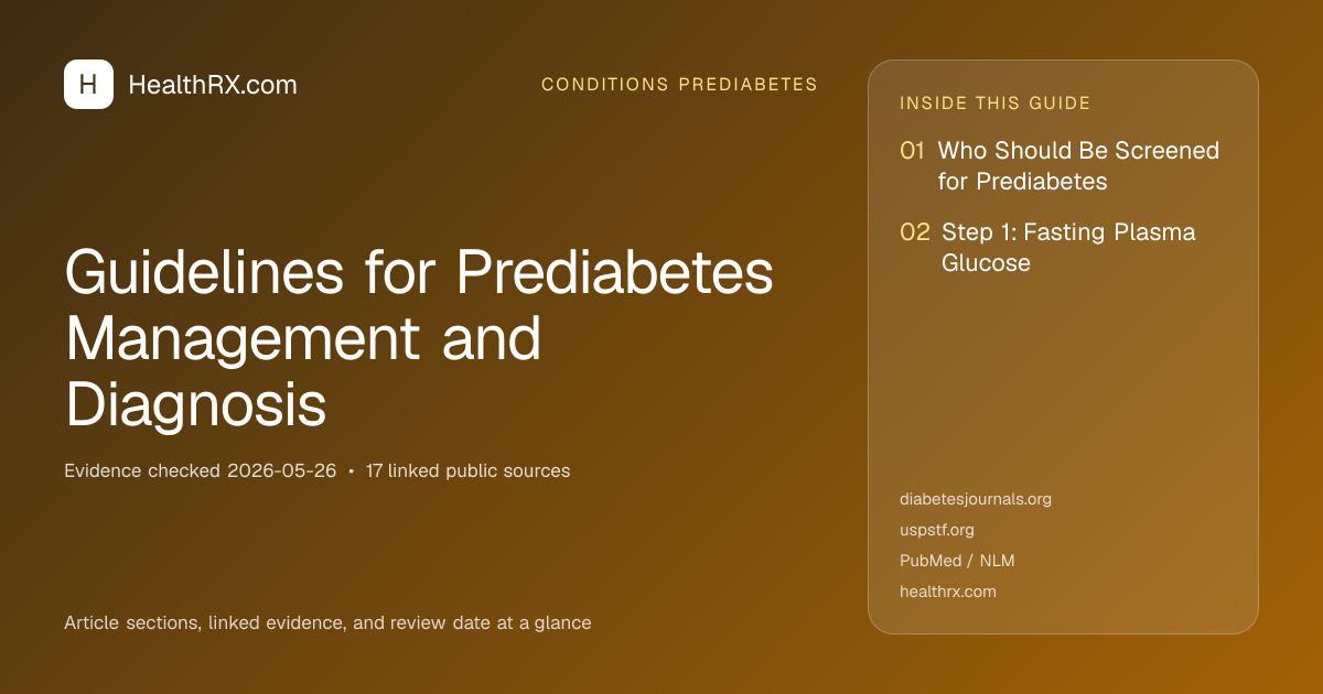 Evidence overview for conditions prediabetes: Guidelines for Prediabetes Management and Diagnosis
