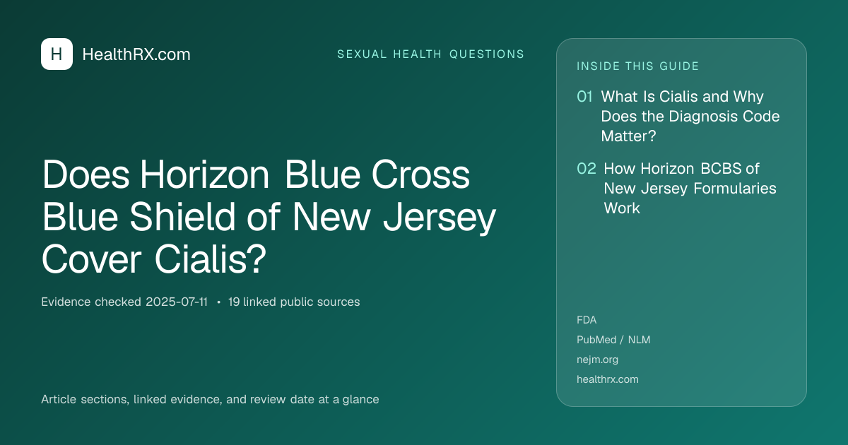 Evidence overview for Does Horizon Blue Cross Blue Shield of New Jersey Cover Cialis?