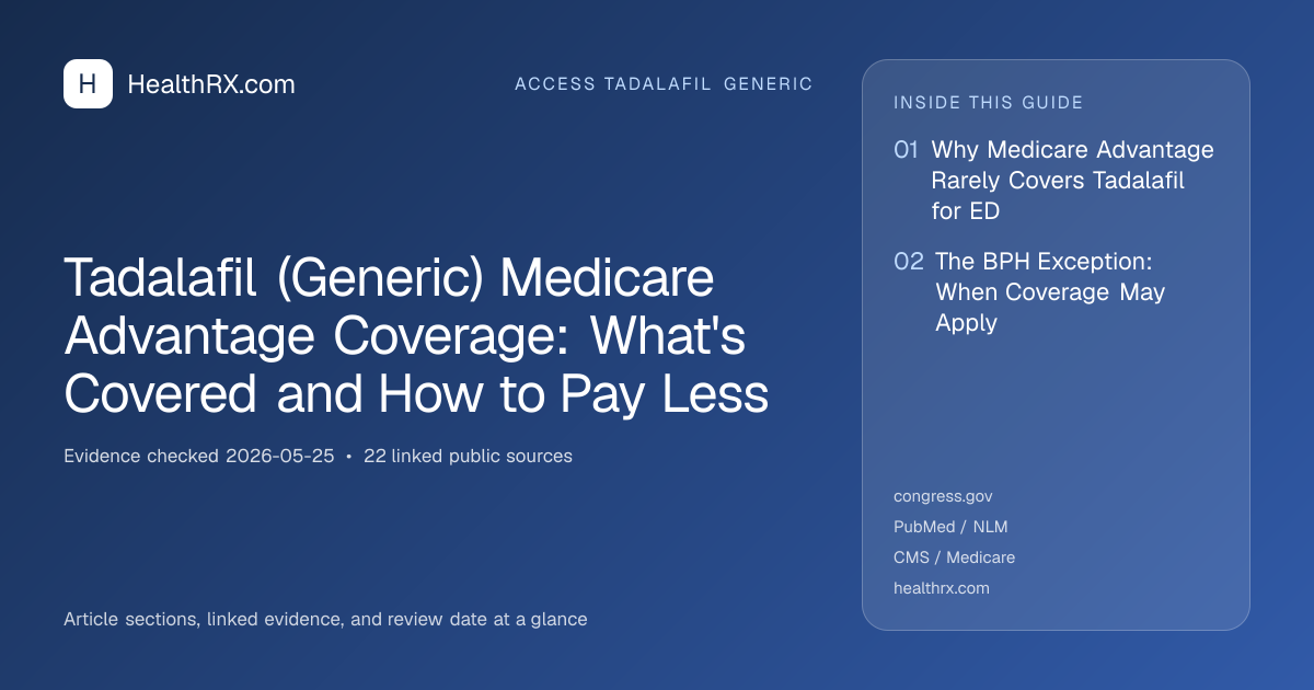 Evidence overview for Tadalafil (Generic) Medicare Advantage Coverage: What's Covered and How to Pay Less