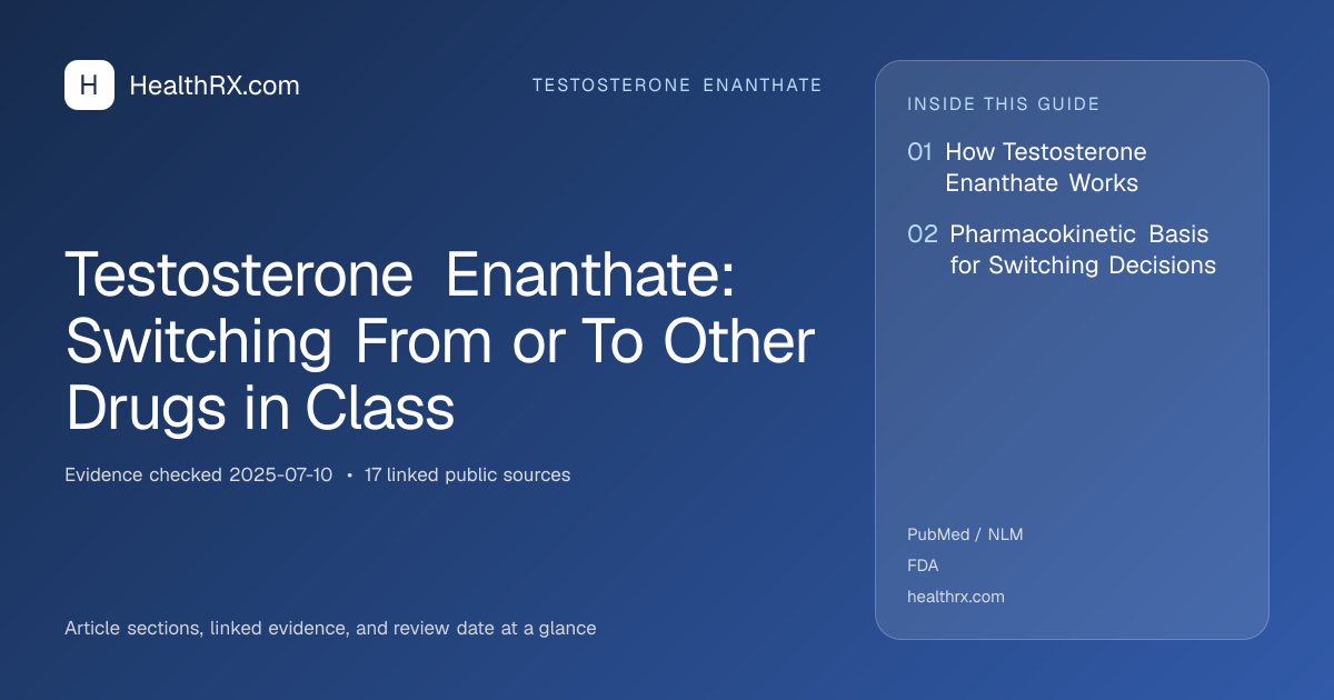 Evidence overview for Testosterone Enanthate: Switching From or To Other Drugs in Class