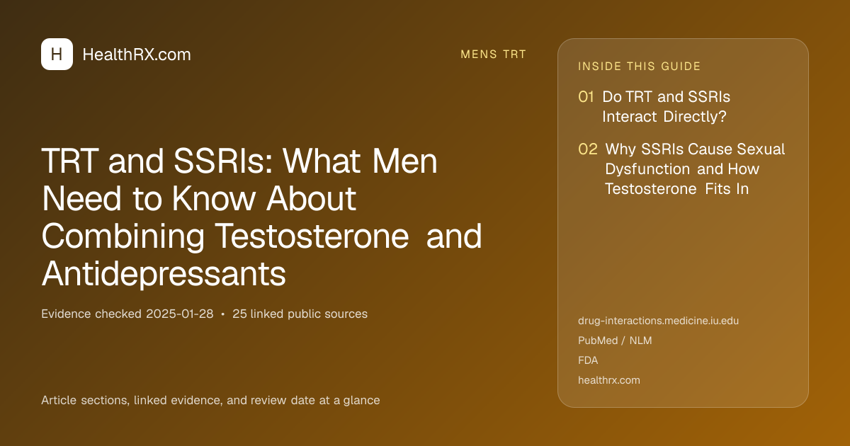 Evidence overview for TRT and SSRIs: What Men Need to Know About Combining Testosterone and Antidepressants