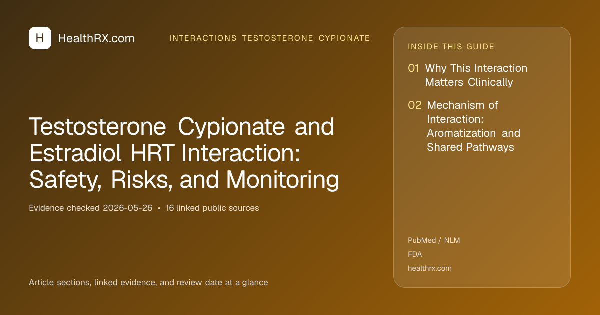 Evidence overview for Testosterone Cypionate and Estradiol HRT Interaction: Safety, Risks, and Monitoring