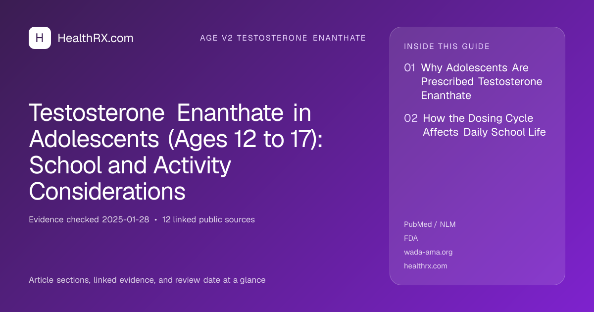 Evidence overview for Testosterone Enanthate in Adolescents (Ages 12 to 17): School and Activity Considerations